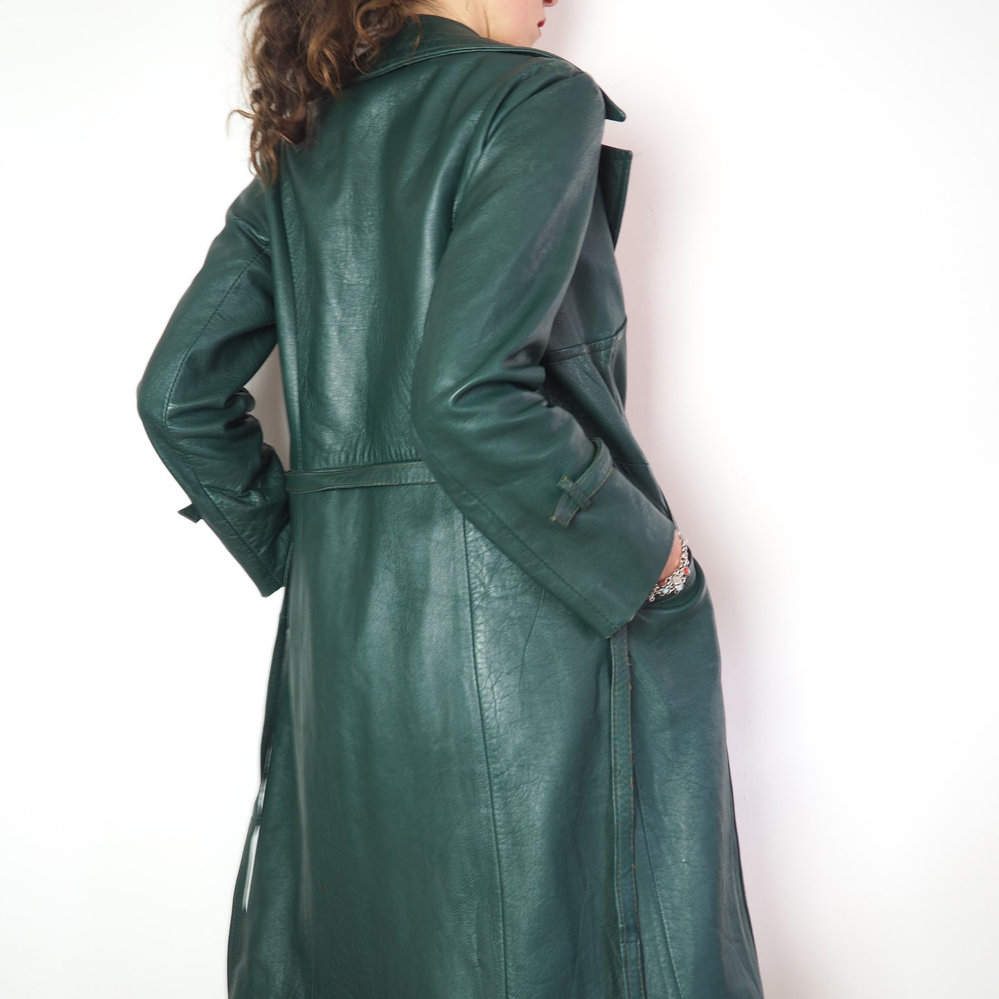 Trench en cuir vert 1970