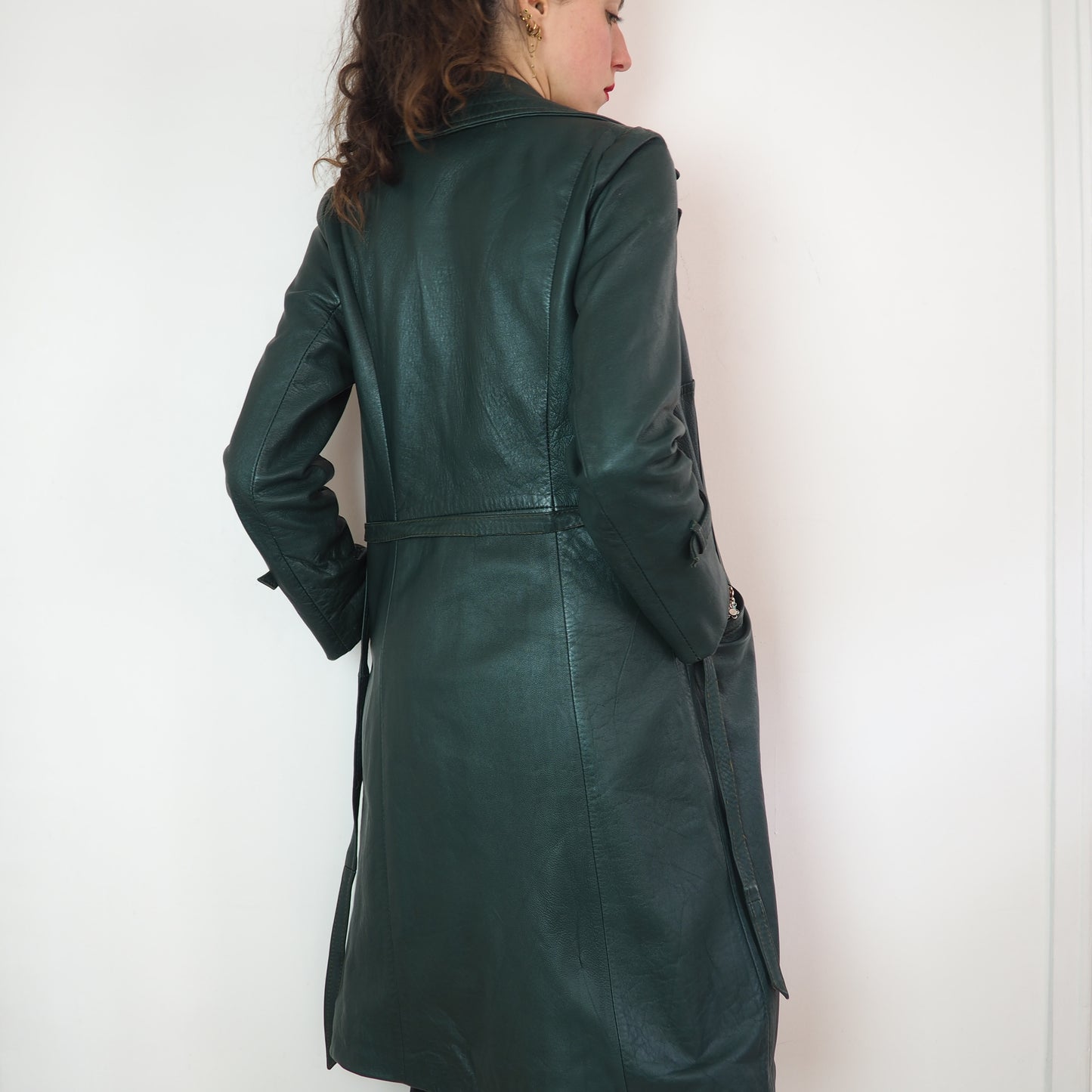 Trench en cuir vert 1970