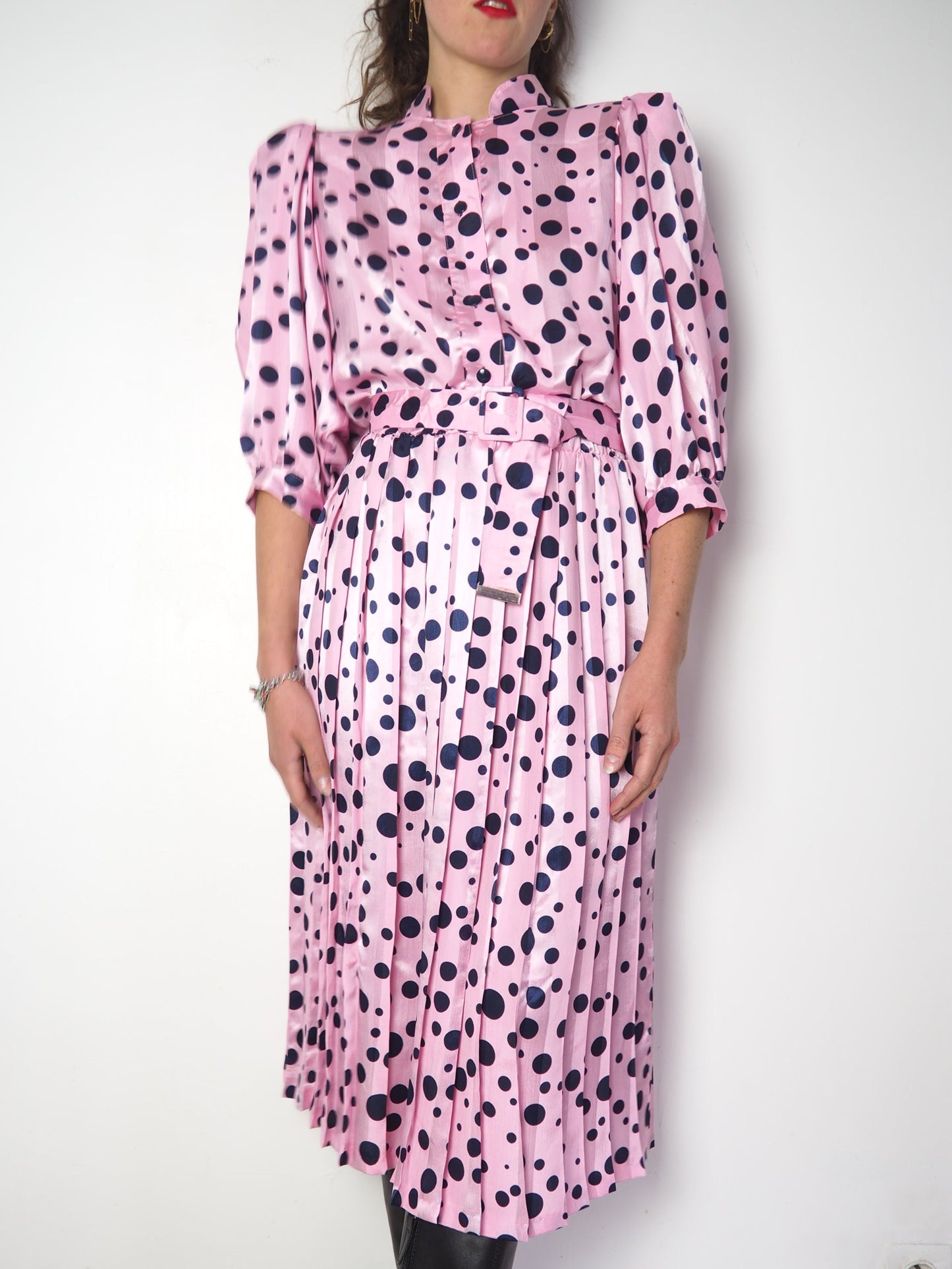 Robe à pois plissée 1980