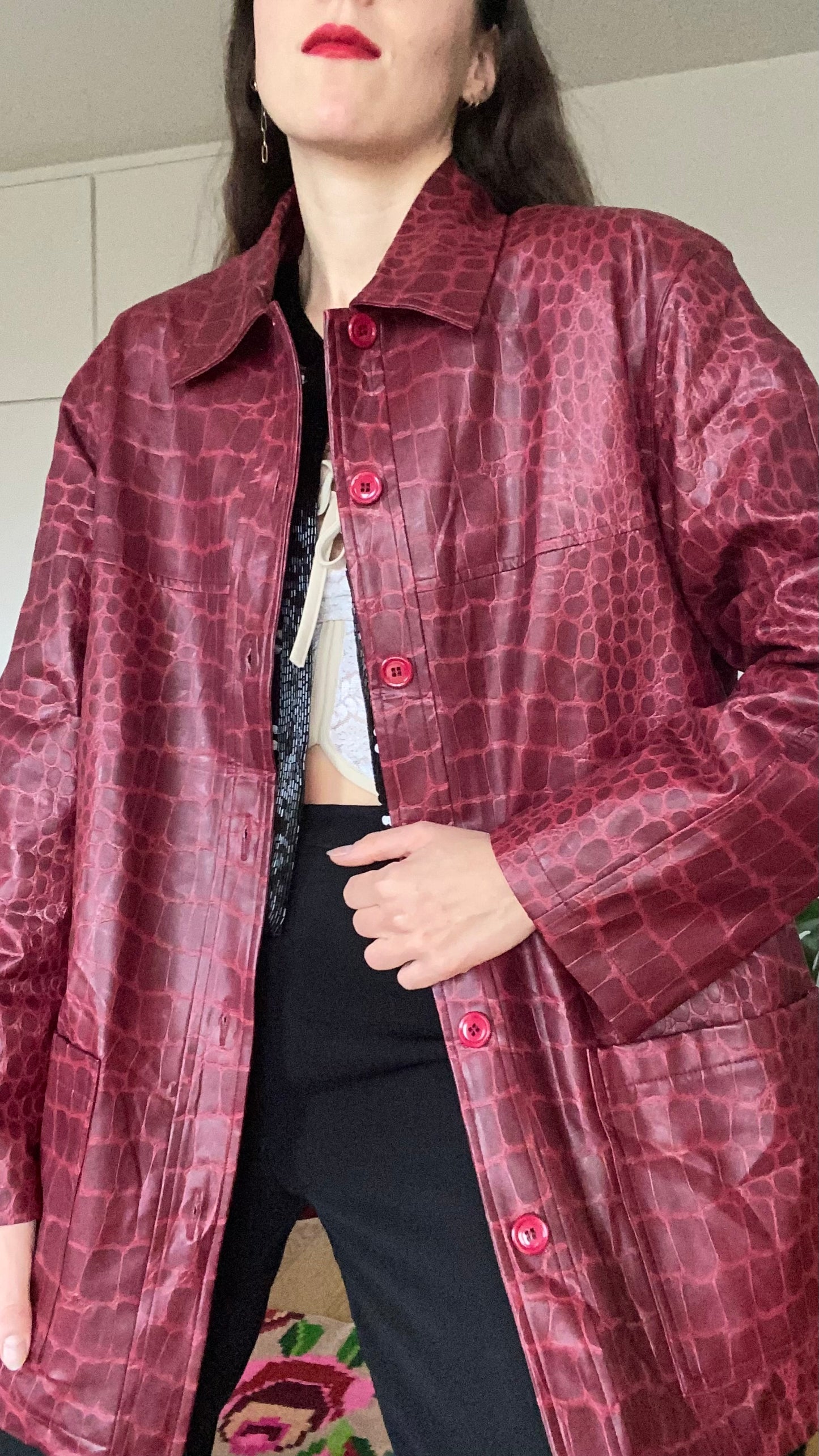 Veste croco rouge 1990