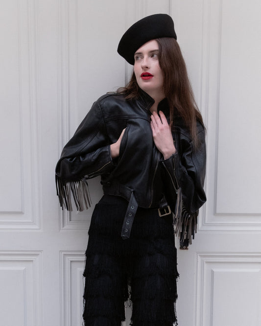 Veste à frange en cuir 1980