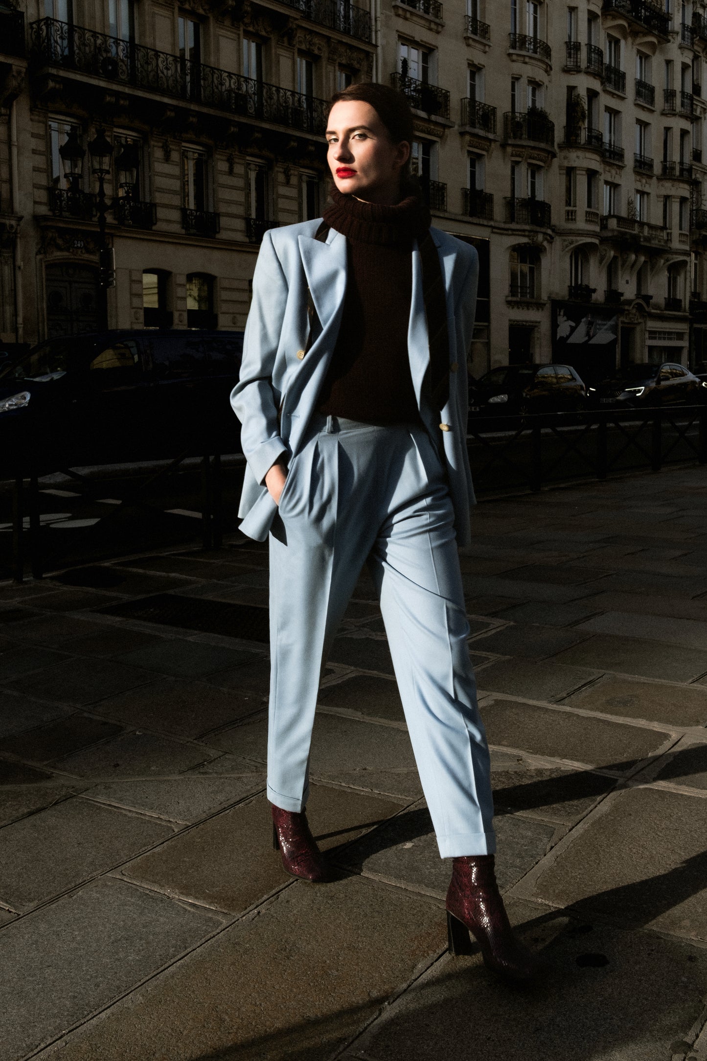 Costume en laine bleu 1990