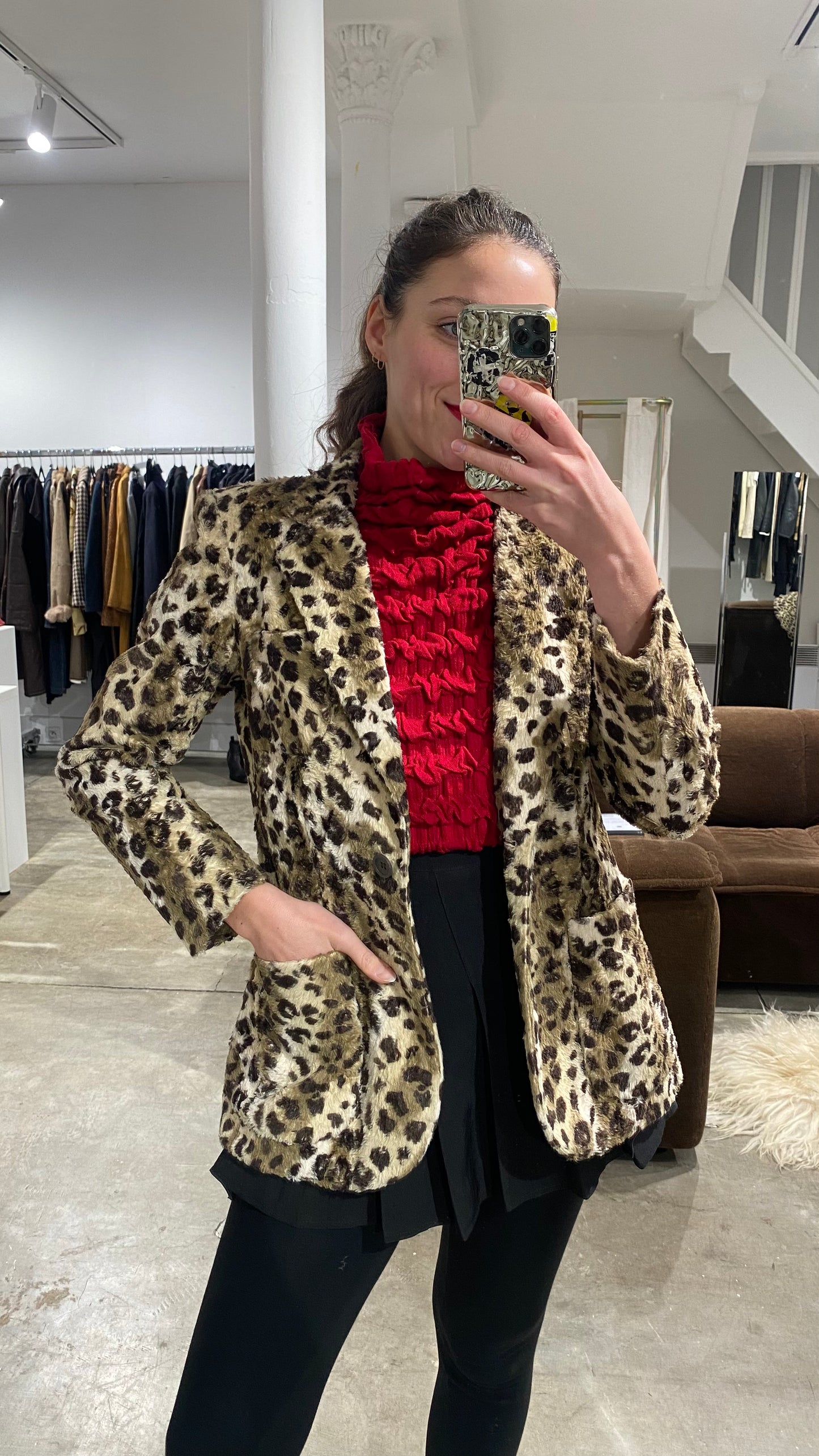 Veste fausse fourrure léopard 1990