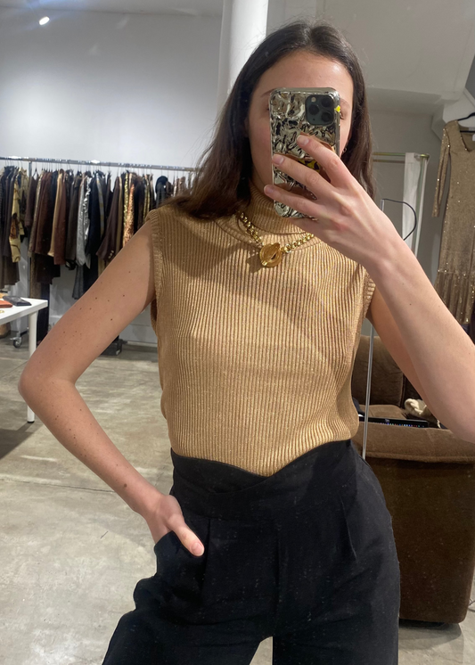 Débardeur lurex col roulé 1990