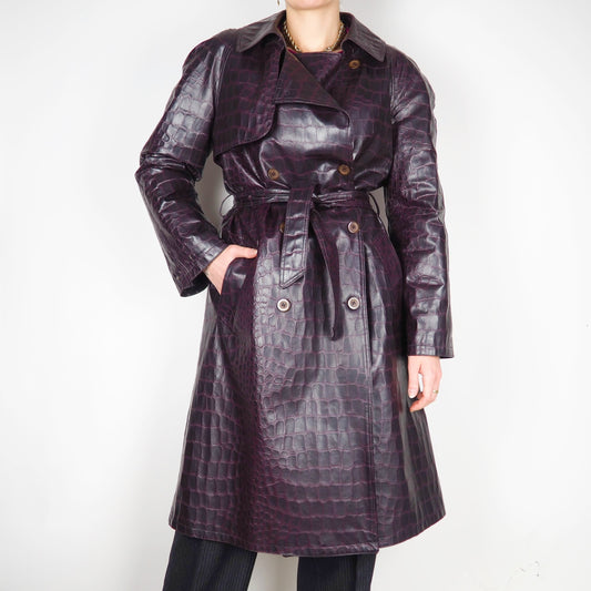 90's croco trench coat (M-L)