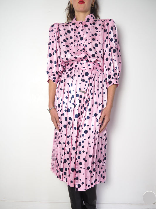 Robe à pois plissée 1980