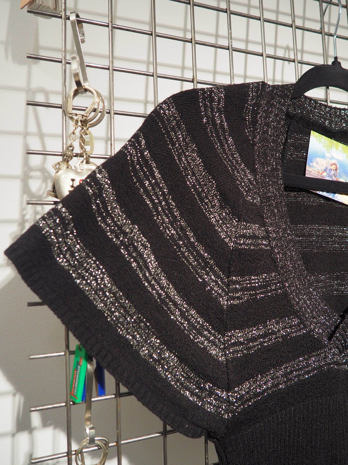 Top en maille rayée et lurex argenté 1990