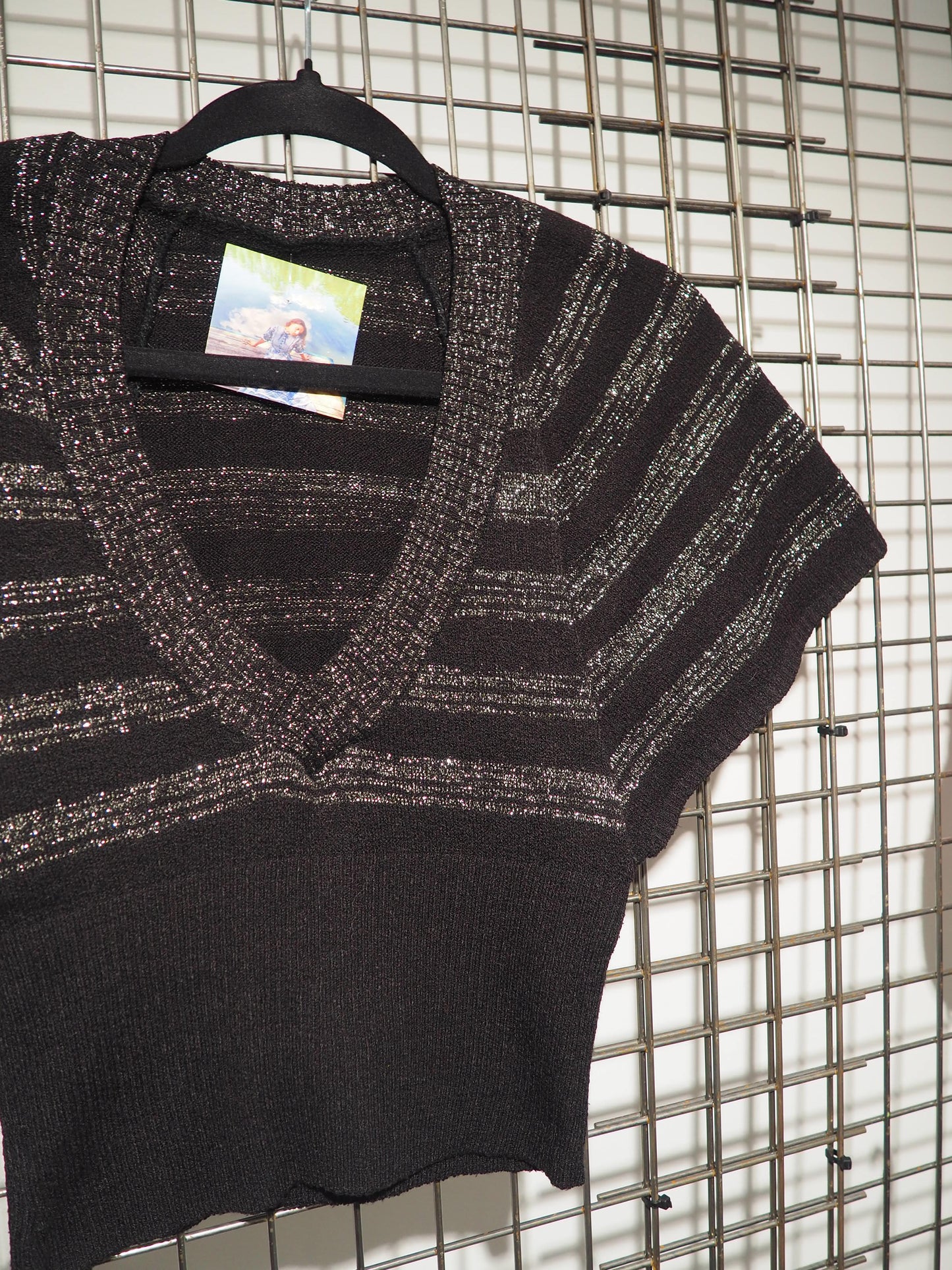 Top en maille rayée et lurex argenté 1990