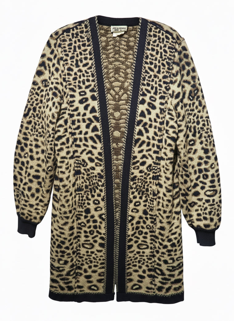 Cardigan long jacquard léopard 1980