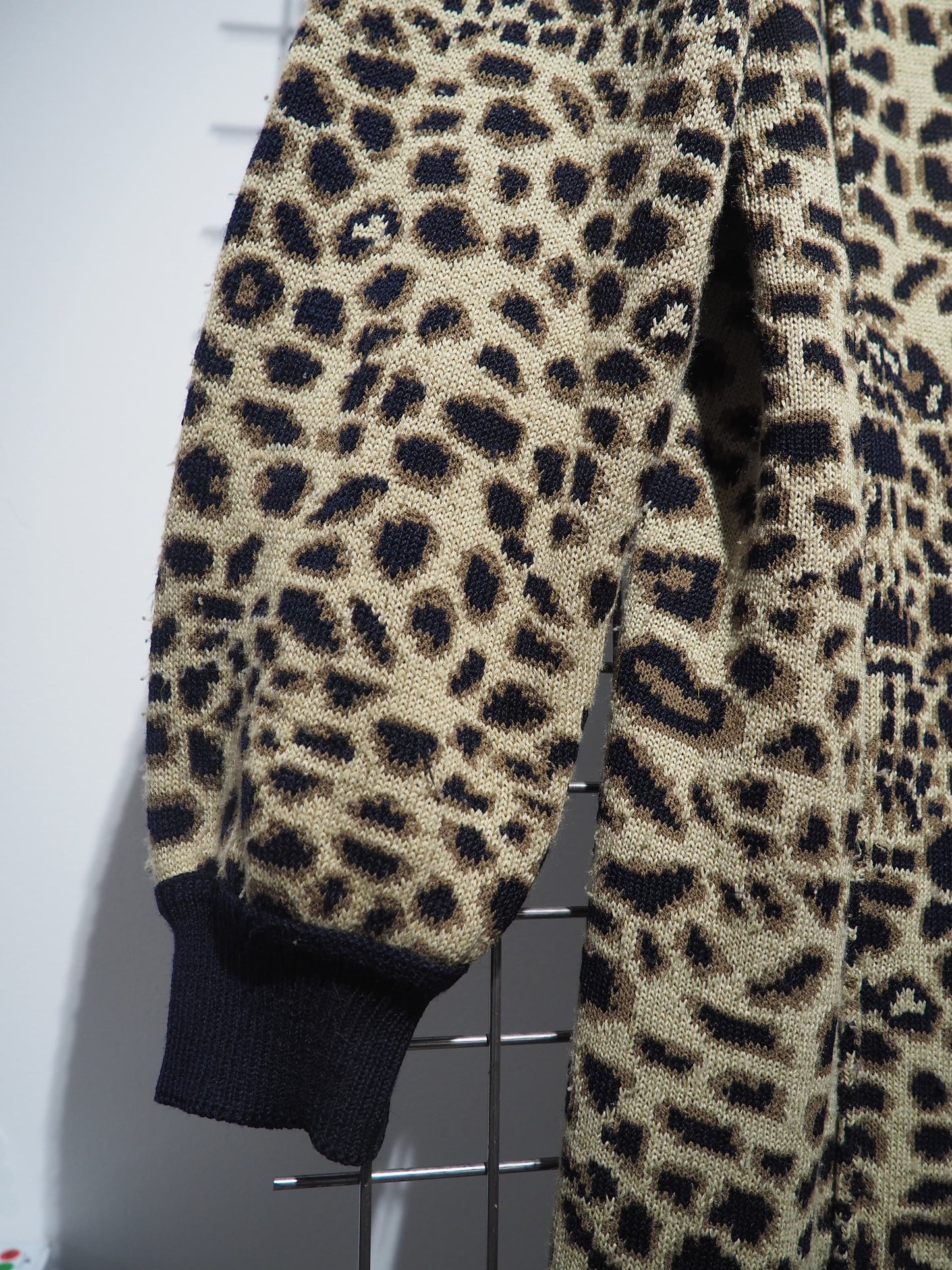 Cardigan long jacquard léopard 1980
