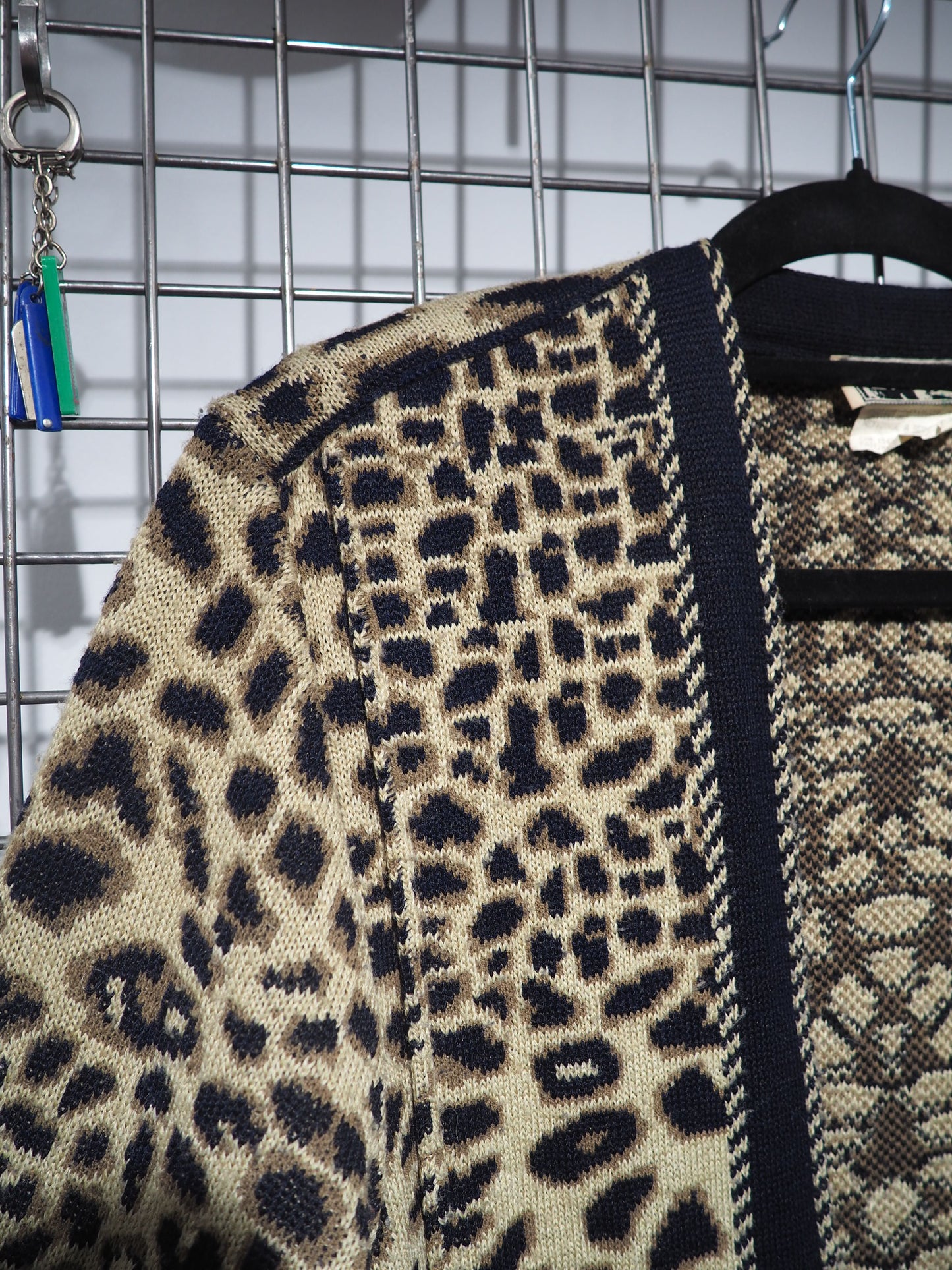 Cardigan long jacquard léopard 1980