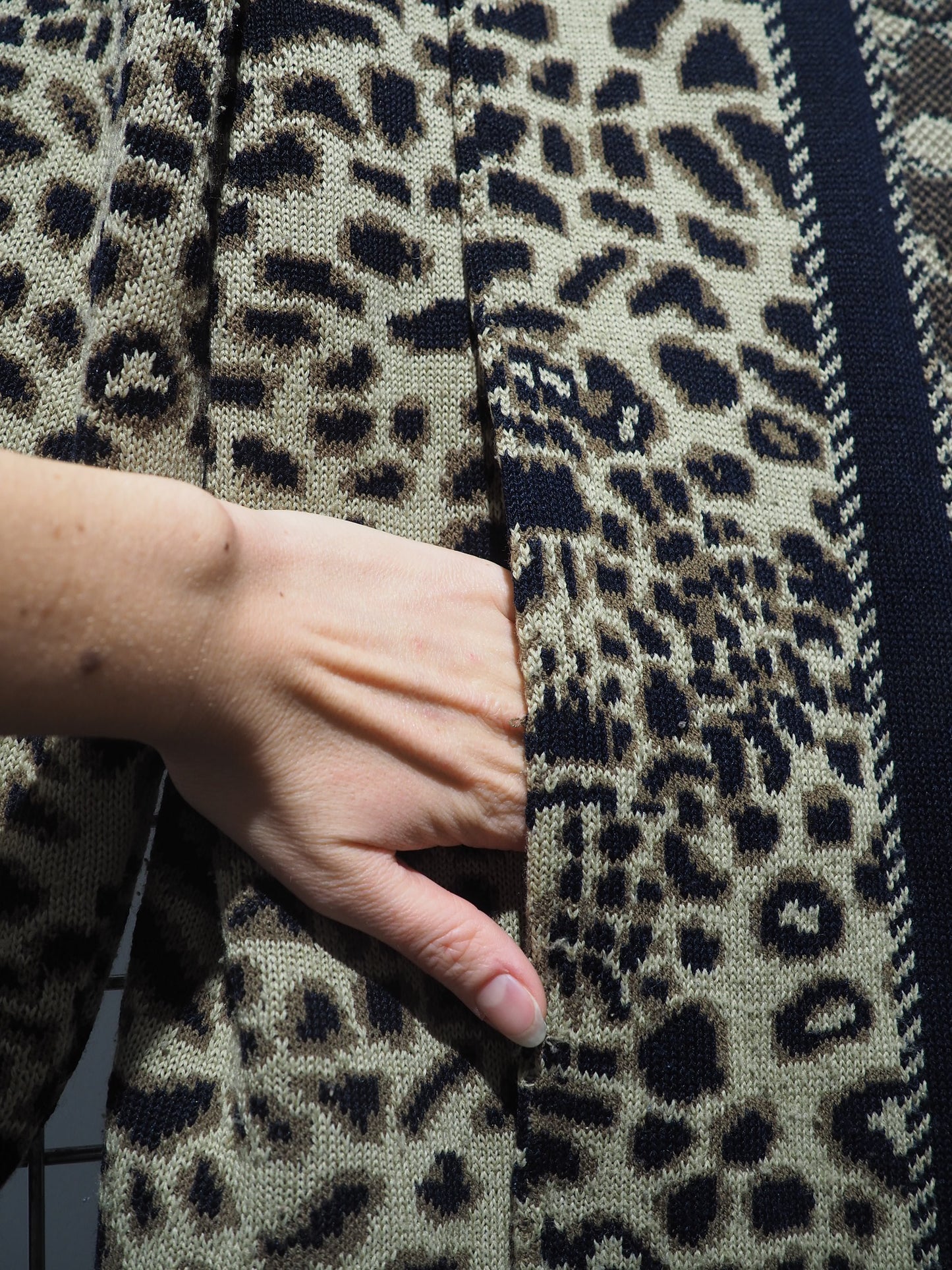 Cardigan long jacquard léopard 1980