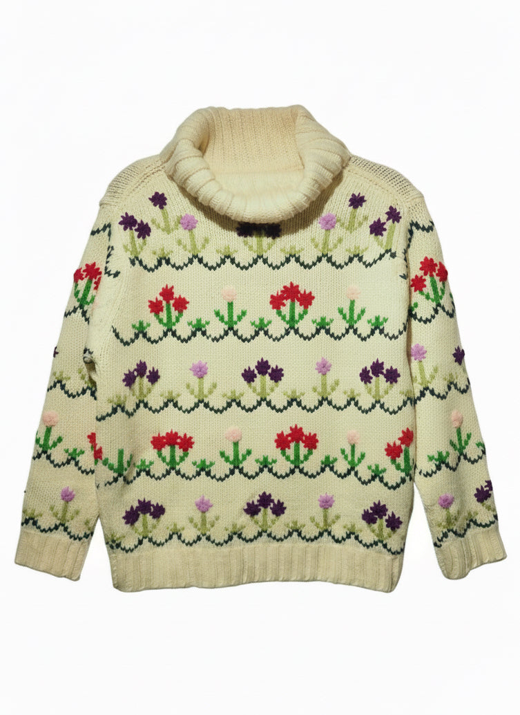 Pull à fleurs jacquard 1990