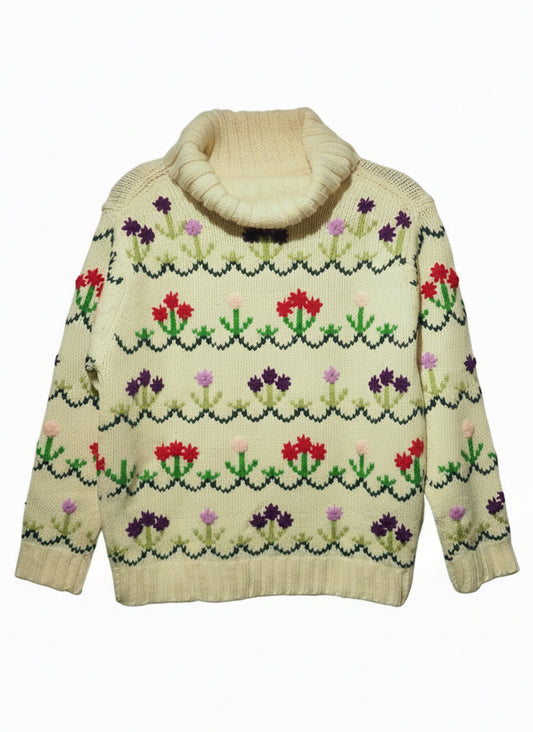 Pull à fleurs jacquard 1990