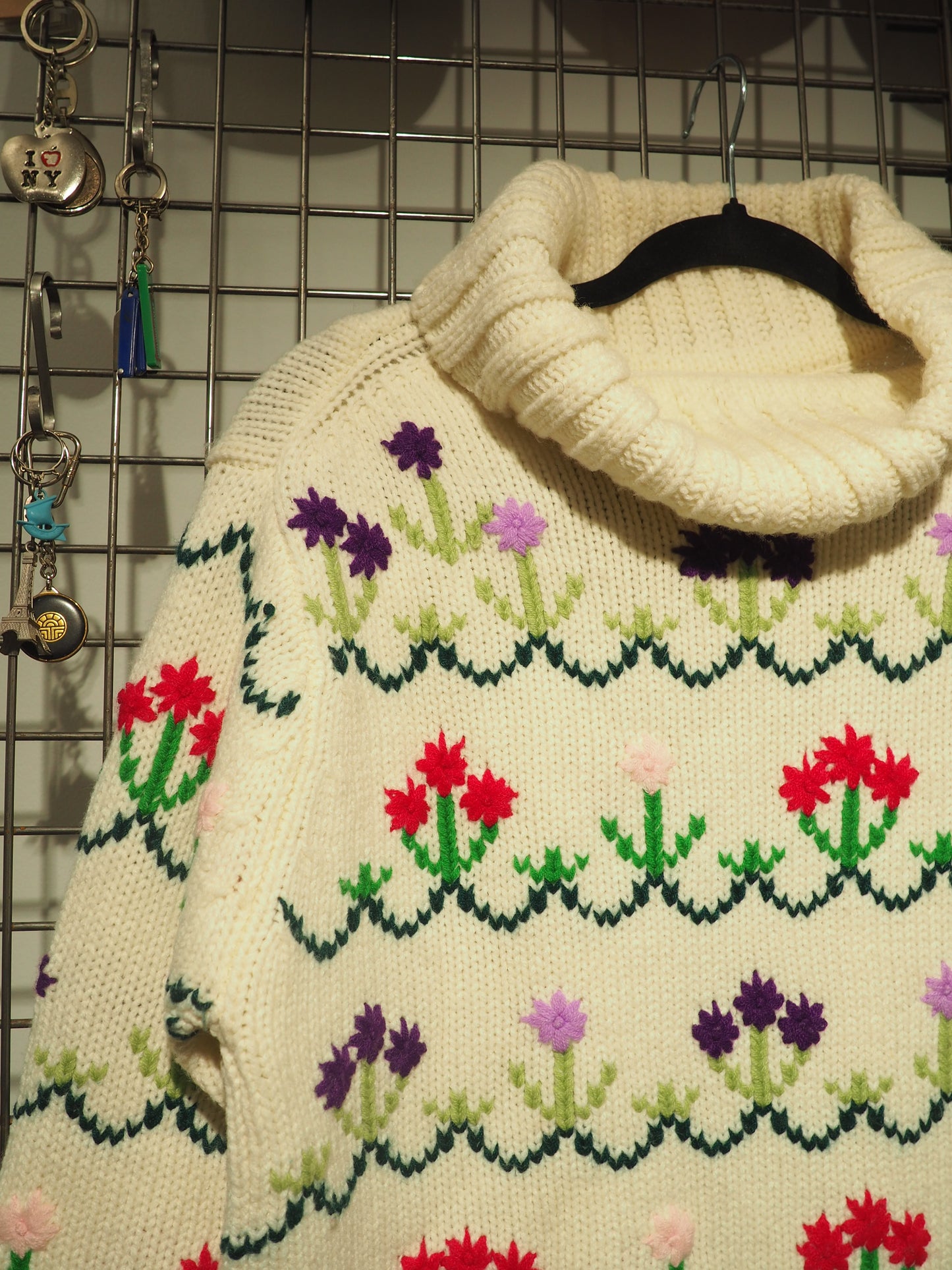 Pull à fleurs jacquard 1990