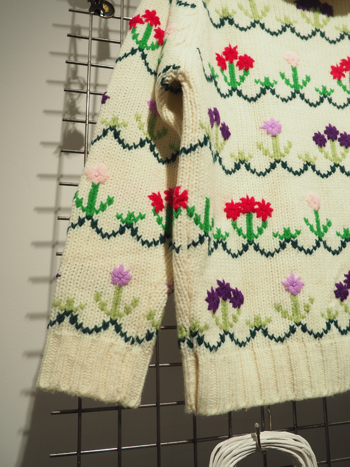 Pull à fleurs jacquard 1990