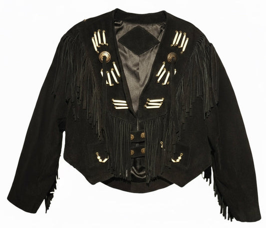 Veste courte en daim à franges 1990