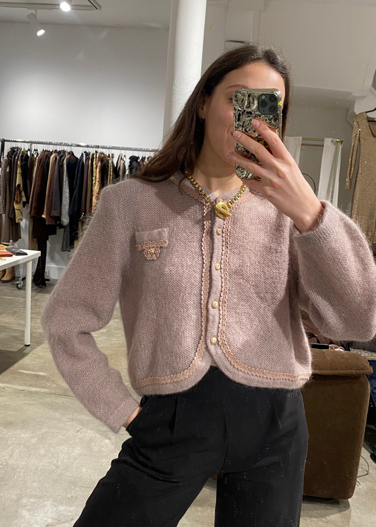 Cardigan Crop en mohair 1980